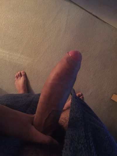 Looking Down at this Thick Uncut Cock