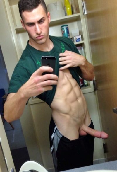 Ripped Abs And Hard Cock Mirror Selfie