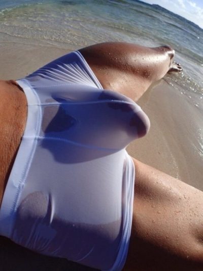 Wet Square Cut Swim Briefs Bulge