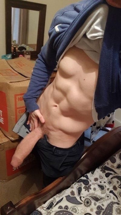 Hard Muscle: Abs and a Thick Uncut Cock