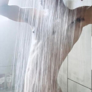 Flexing in the Shower with a Hanging Cock